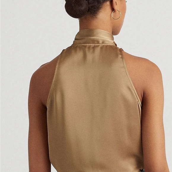 Lauren Ralph Lauren Tie-Neck Charmeuse Sleeveless Blouse - Picture 6 of 6